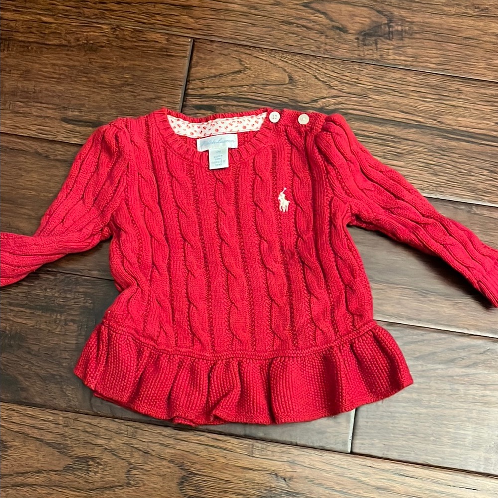 Ralph Lauren Red Cable Knit Sweater